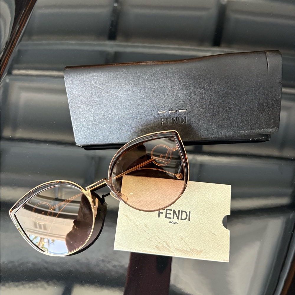 Fendi Gold Frame Sunglasses with Brown Lenses